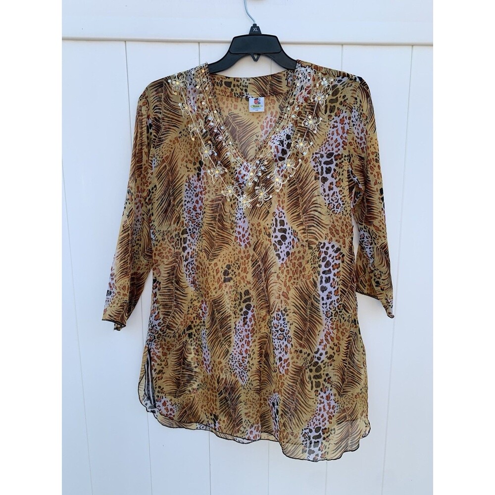 Rima Beachwear Cover Up Womens Small Medium Sheer Multicolor Boho Tunic